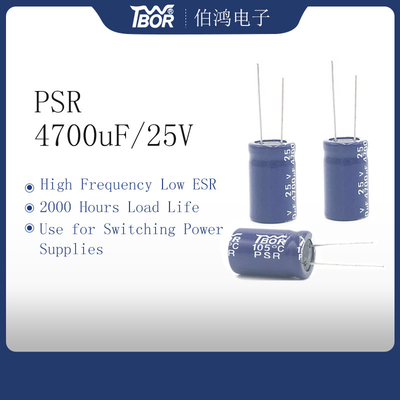 18x25mm Ridial Elektrolitik Kondansatör ISO9001 Güç Anahtarı Kondansatör