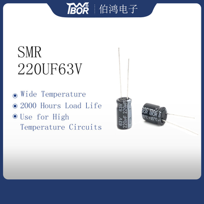 ISO9001 10X17mm Radyal Kurşun Elektrolitik Kondansatörler 220UF 63V