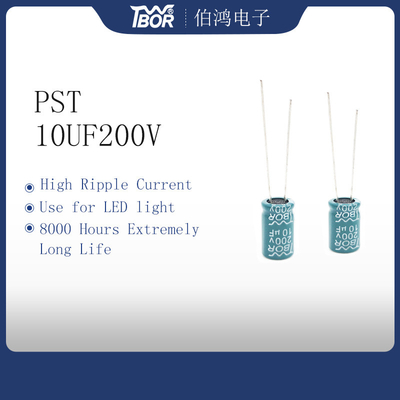 PST 10UF 200V Alüminyum Elektrolitik Kondansatör 8x12mm Yeşil