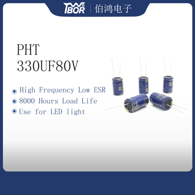 Mavi 330UF 80V Alüminyum Elektrolitik Kondansatör 13X20mm 10000 Saat Uzun Ömür
