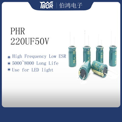 LED Işık için PHR 220UF 50V Yüksek Frekanslı Alüminyum Elektrolitik Kondansatör