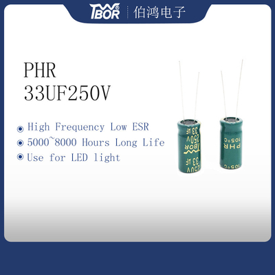 PHR 33UF250V Yüksek Gerilim Elektrolitik Kondansatör 10X20MM 5000 Saat